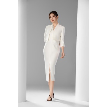 留白净色旗袍外搭